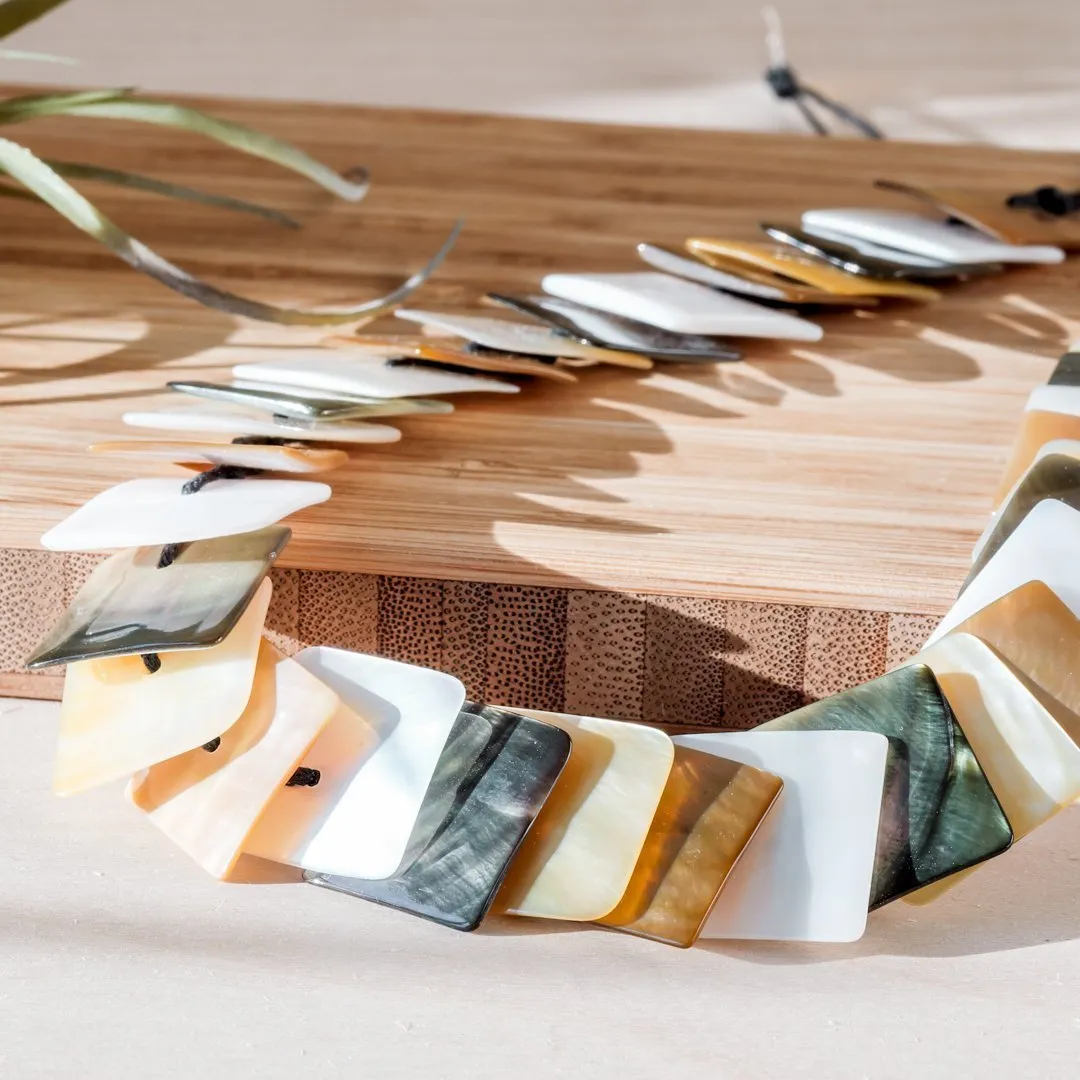 Mother of Pearl Squares Necklace - Playa Multicolor