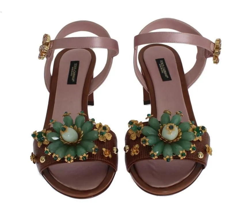 Multicolor Crystal Silk Leather Sandals