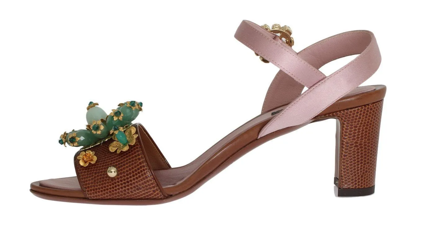 Multicolor Crystal Silk Leather Sandals