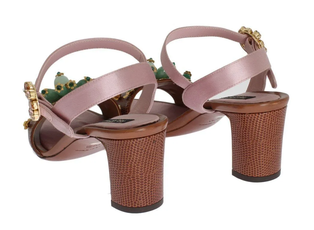 Multicolor Crystal Silk Leather Sandals