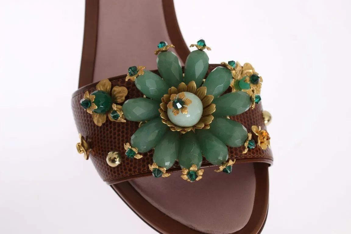 Multicolor Crystal Silk Leather Sandals