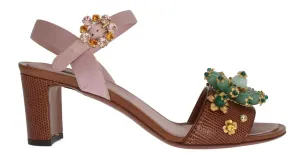 Multicolor Crystal Silk Leather Sandals