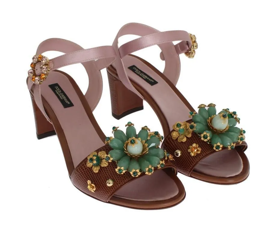 Multicolor Crystal Silk Leather Sandals