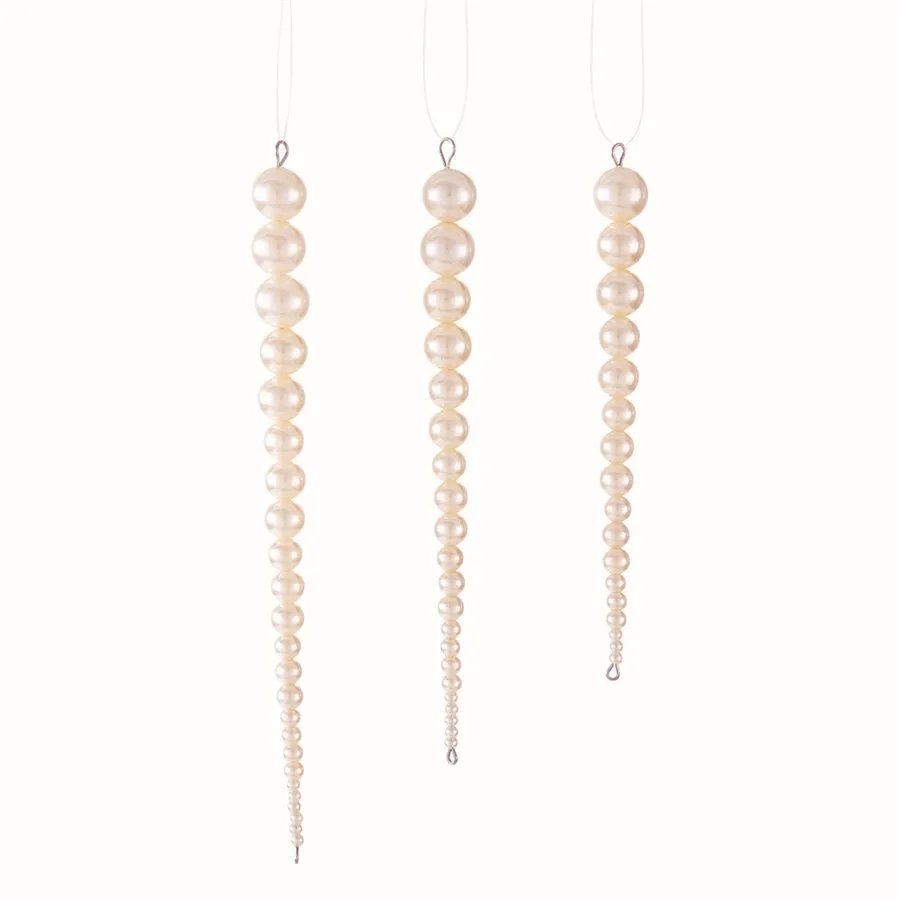 Napa Home Garden, PEARL ICICLE ORNAMENTS ,SET OF 3 IV,z5312iv