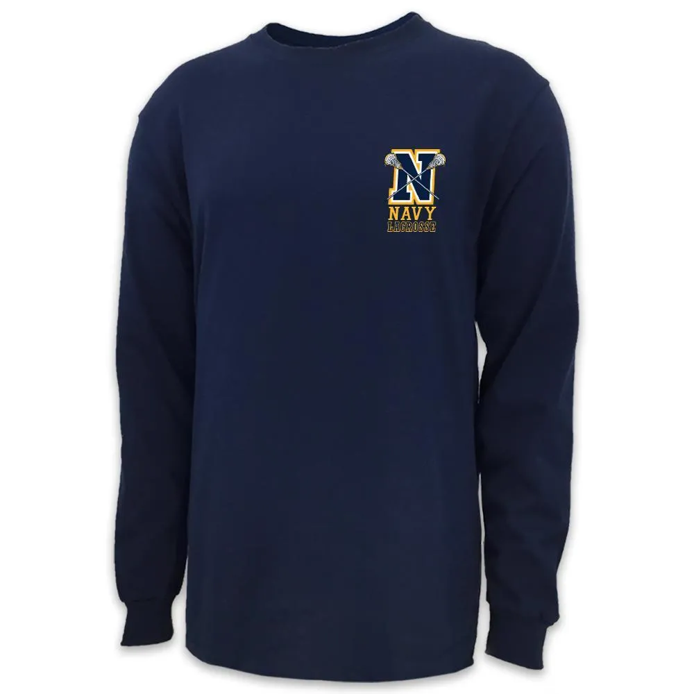 Navy Lacrosse Logo Long Sleeve T
