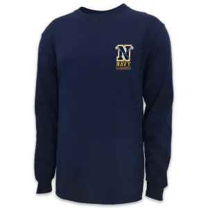 Navy Lacrosse Logo Long Sleeve T