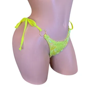 NEON YELLOW FLIP SEQUINS TIE SIDE BOTTOM W/ GOLD RING