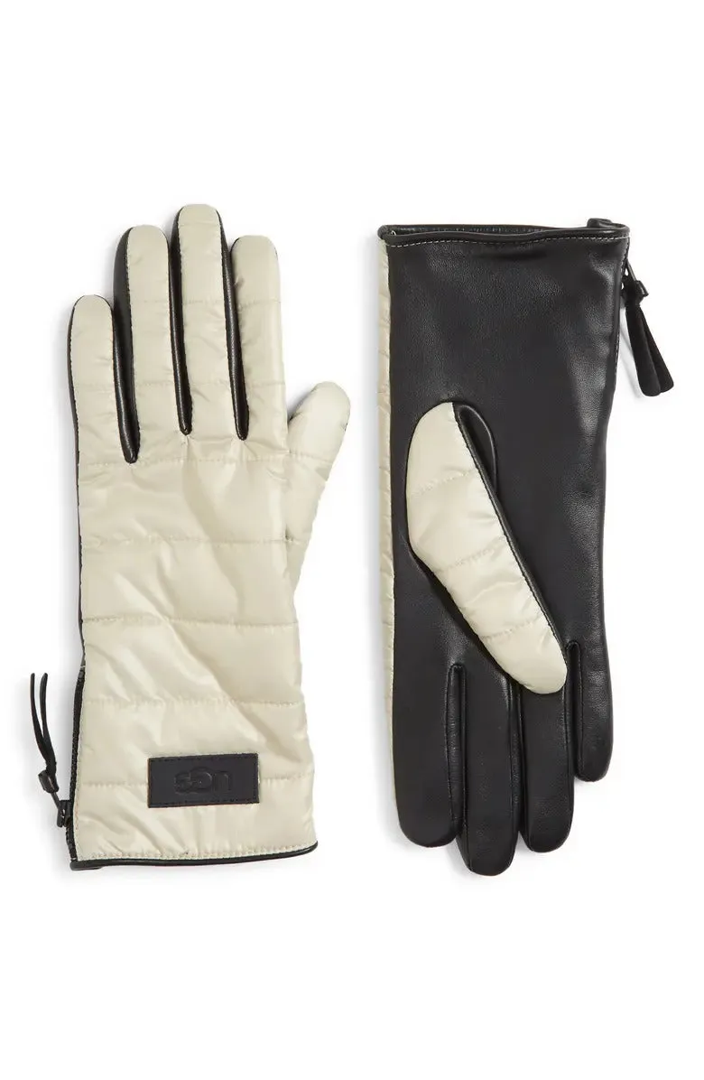 New Nordstrom Women's Authentic UGG Faux Fur Lined Quilted Gloves UGG® Ivory/Black, Sz S/M Retails $95 