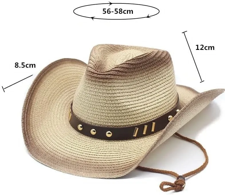 New Western Seaside Breathable Beach Sun Hat for Men and Women Cowboy Straw Hat