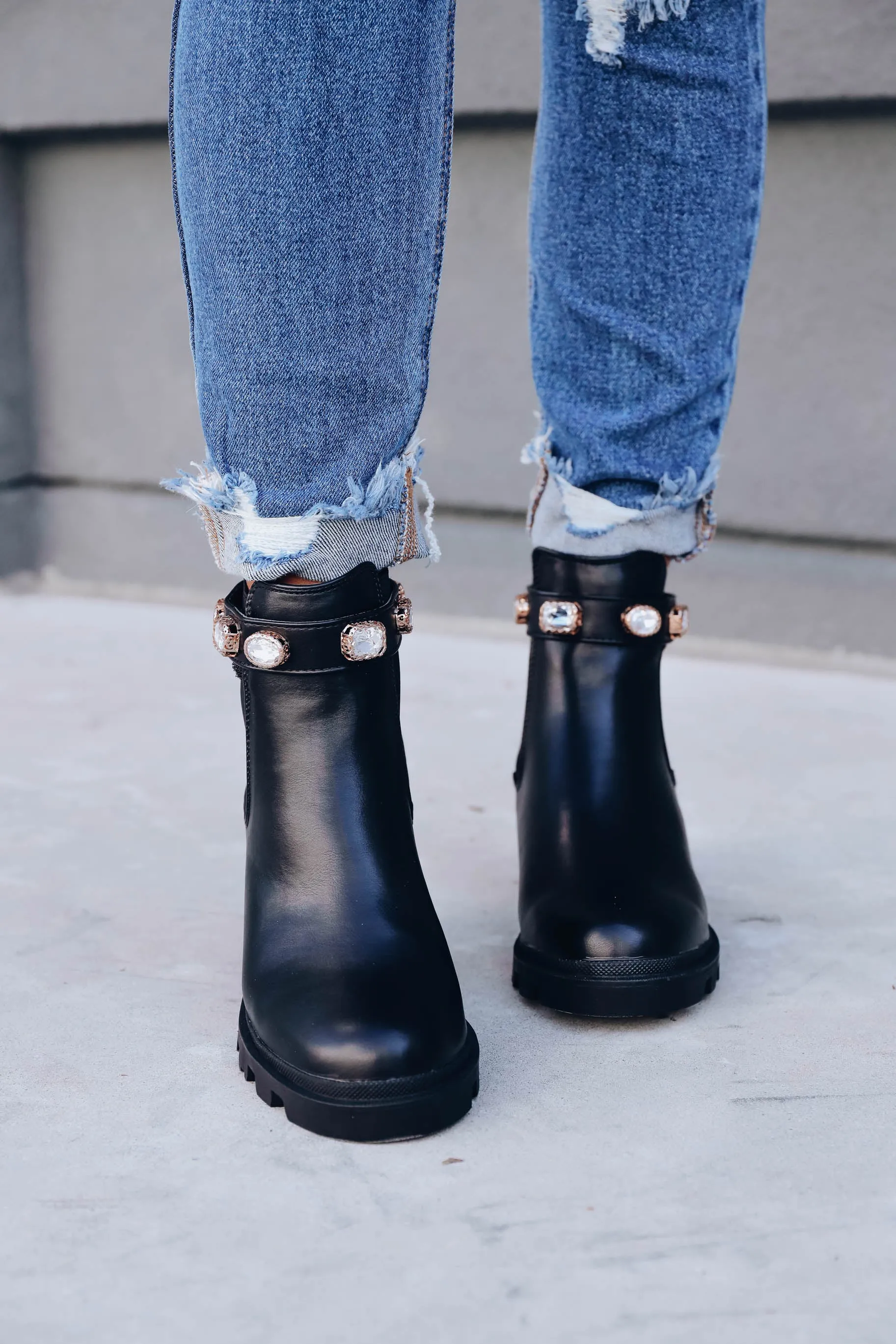 Nile Jeweled Chelsea Booties - Black