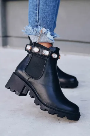 Nile Jeweled Chelsea Booties - Black
