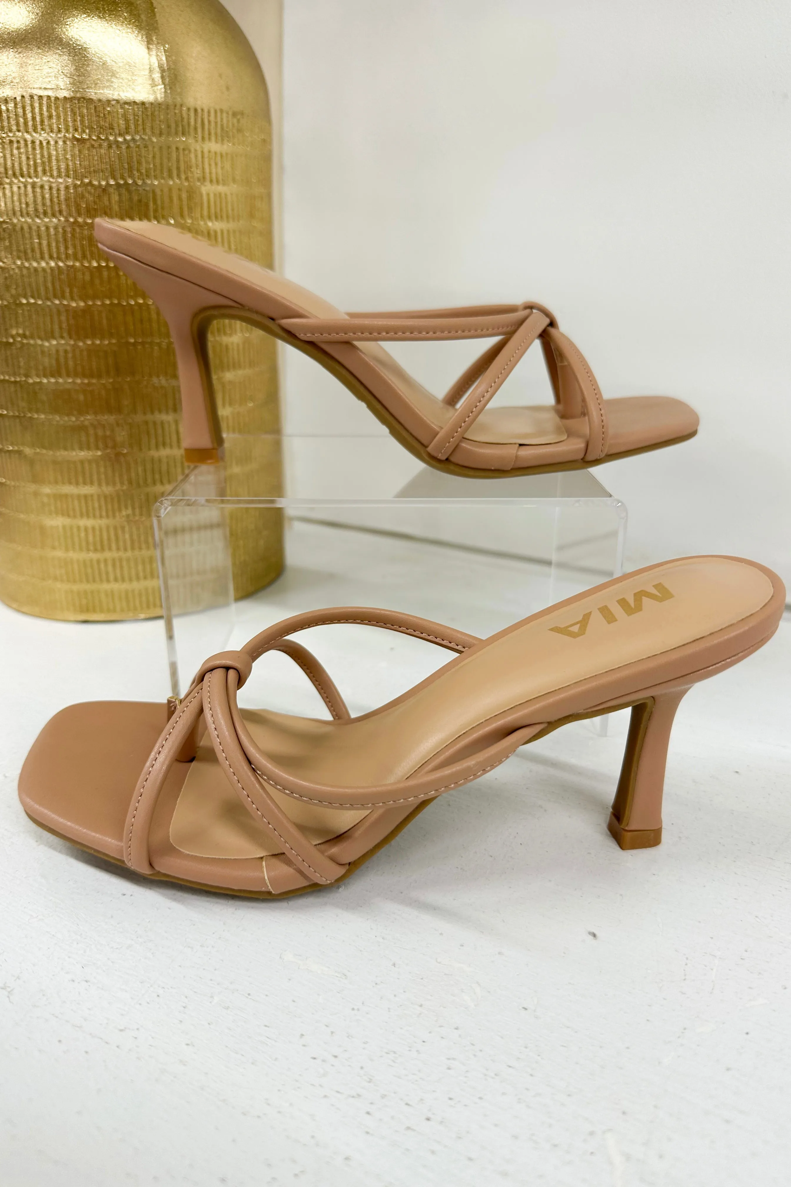 Nude Strappy Kitten Heel