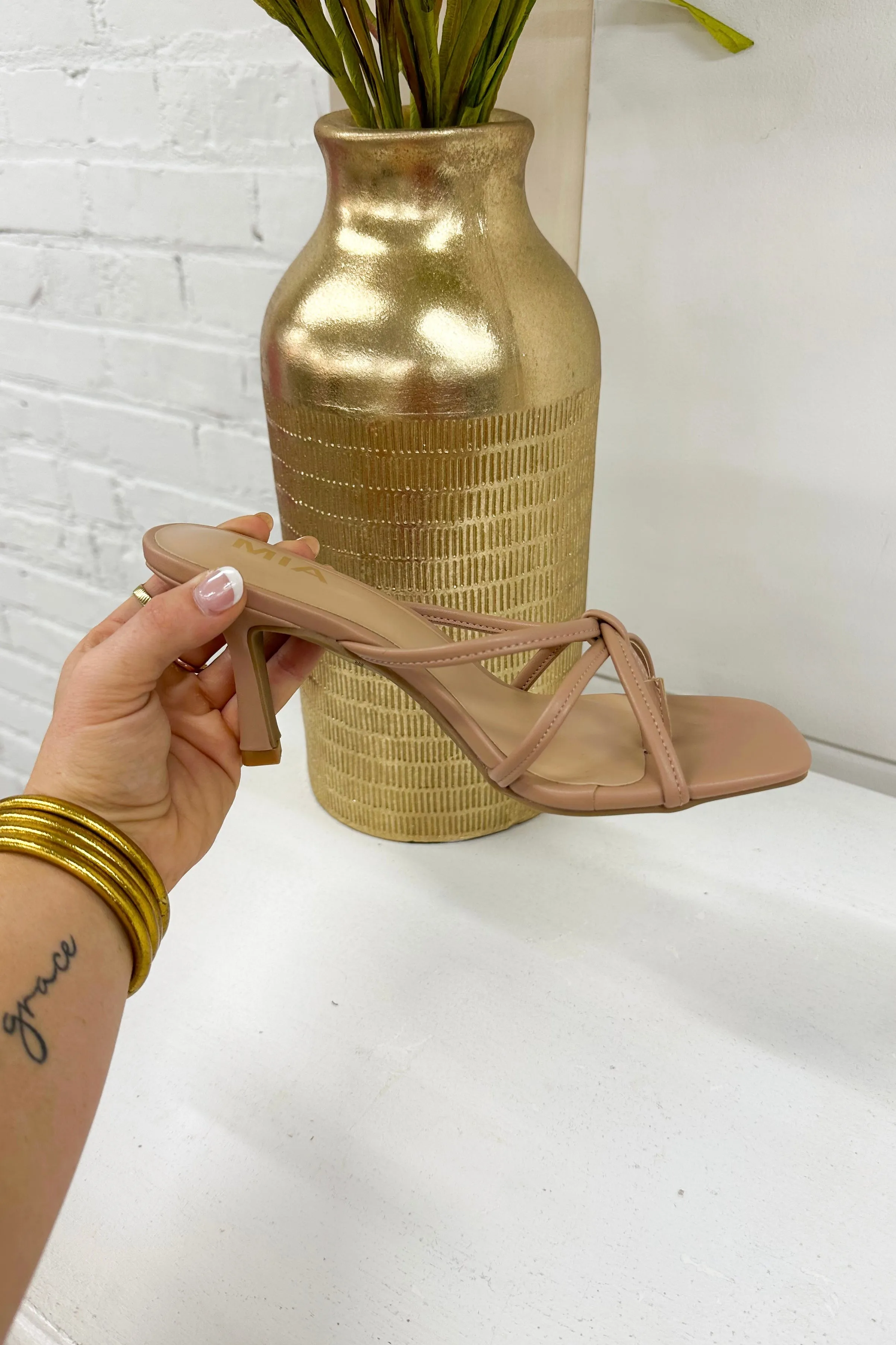 Nude Strappy Kitten Heel