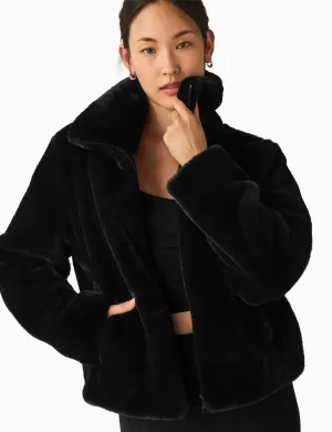 ON THE LIST FAUX FUR JACKETBLACK