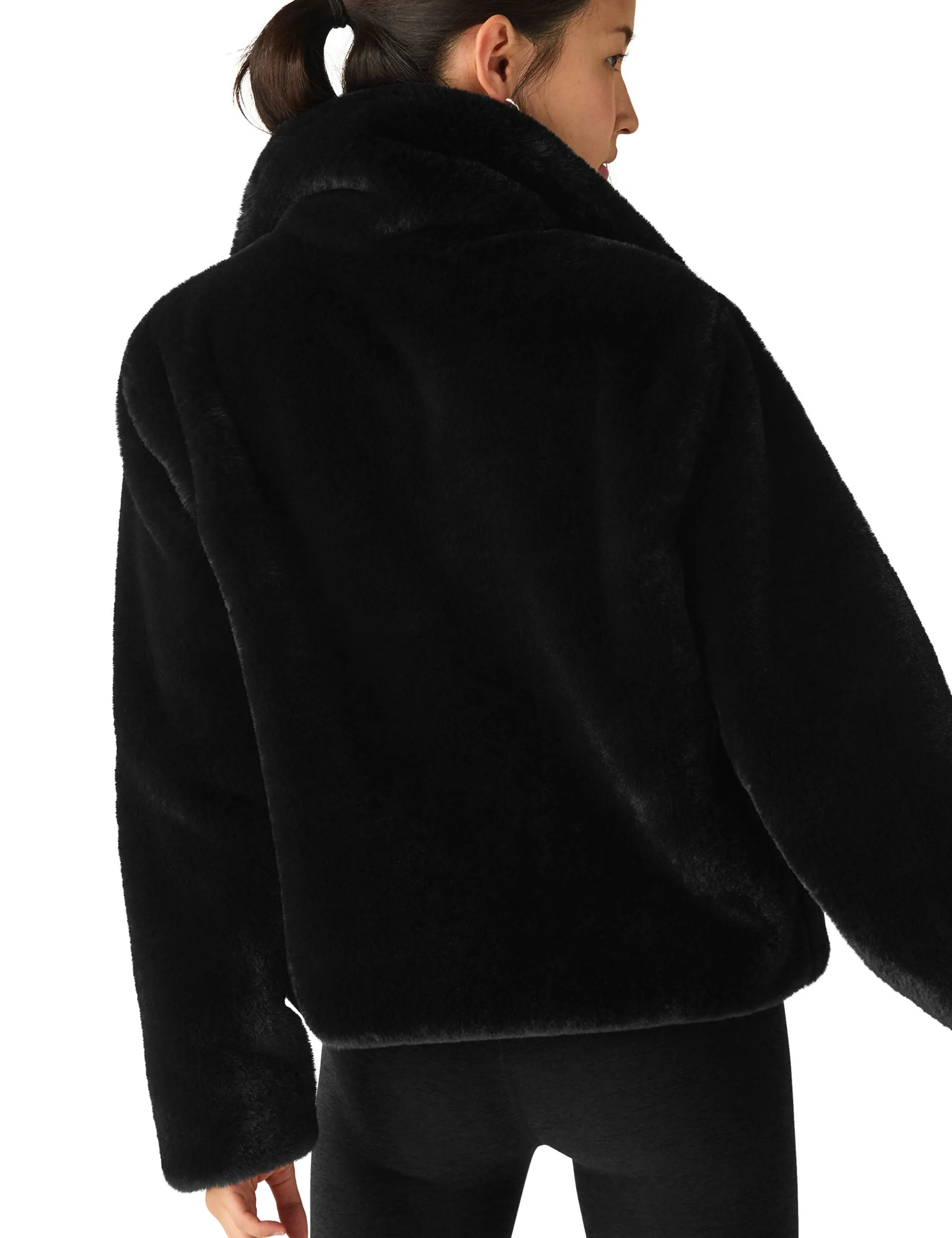 ON THE LIST FAUX FUR JACKETBLACK