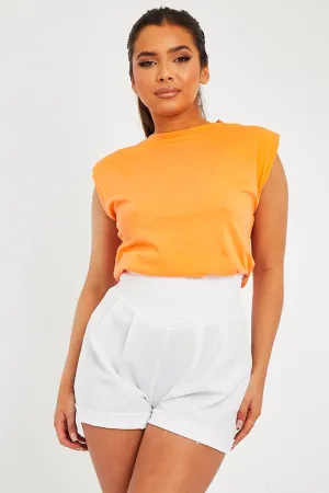 Orange Shoulder Pad Oversized T-shirt - Amzie