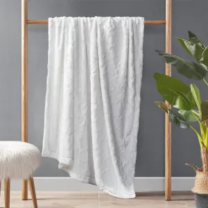 Oversized 60x70" Faux Fur Throw Blanket, White