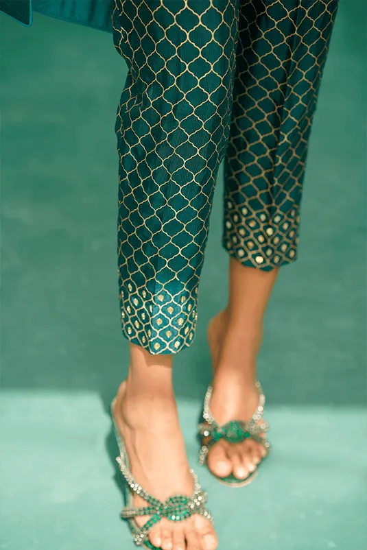 Pakistani Eid Dresses in Blue Long Kameez Trouser Style