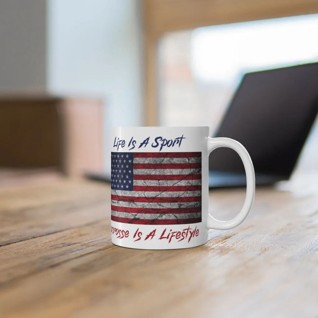Patriotic Lacrosse Mug 11oz