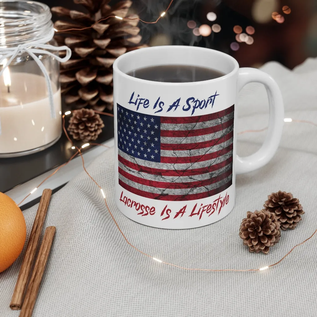 Patriotic Lacrosse Mug 11oz