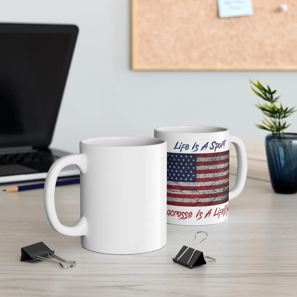 Patriotic Lacrosse Mug 11oz