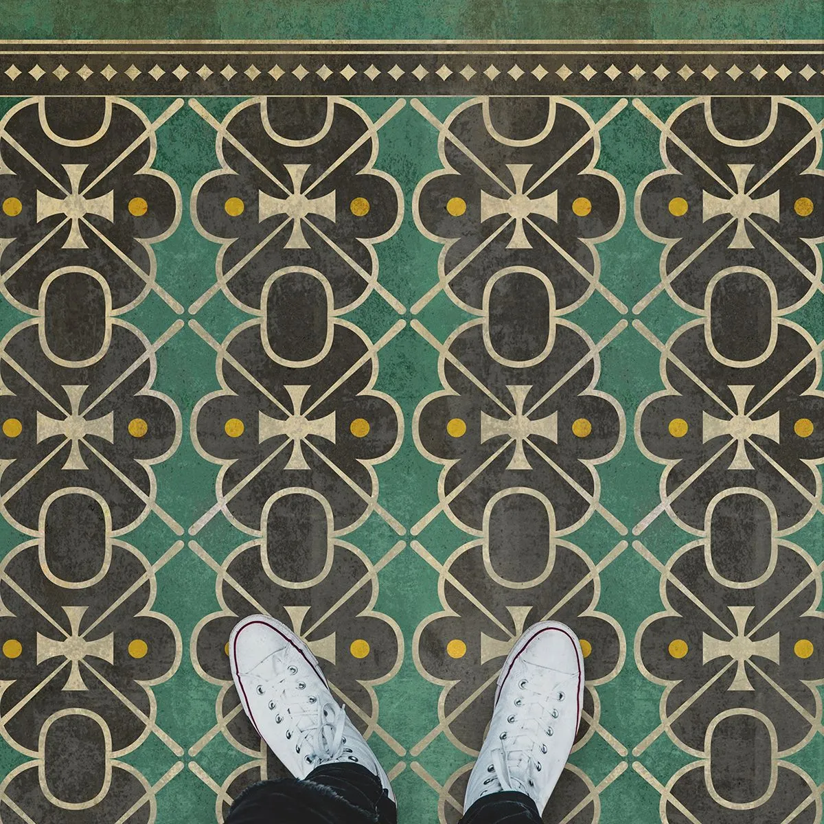 Pattern 05 "Jeeves" Vinyl Floorcloth - Spicher & Co.