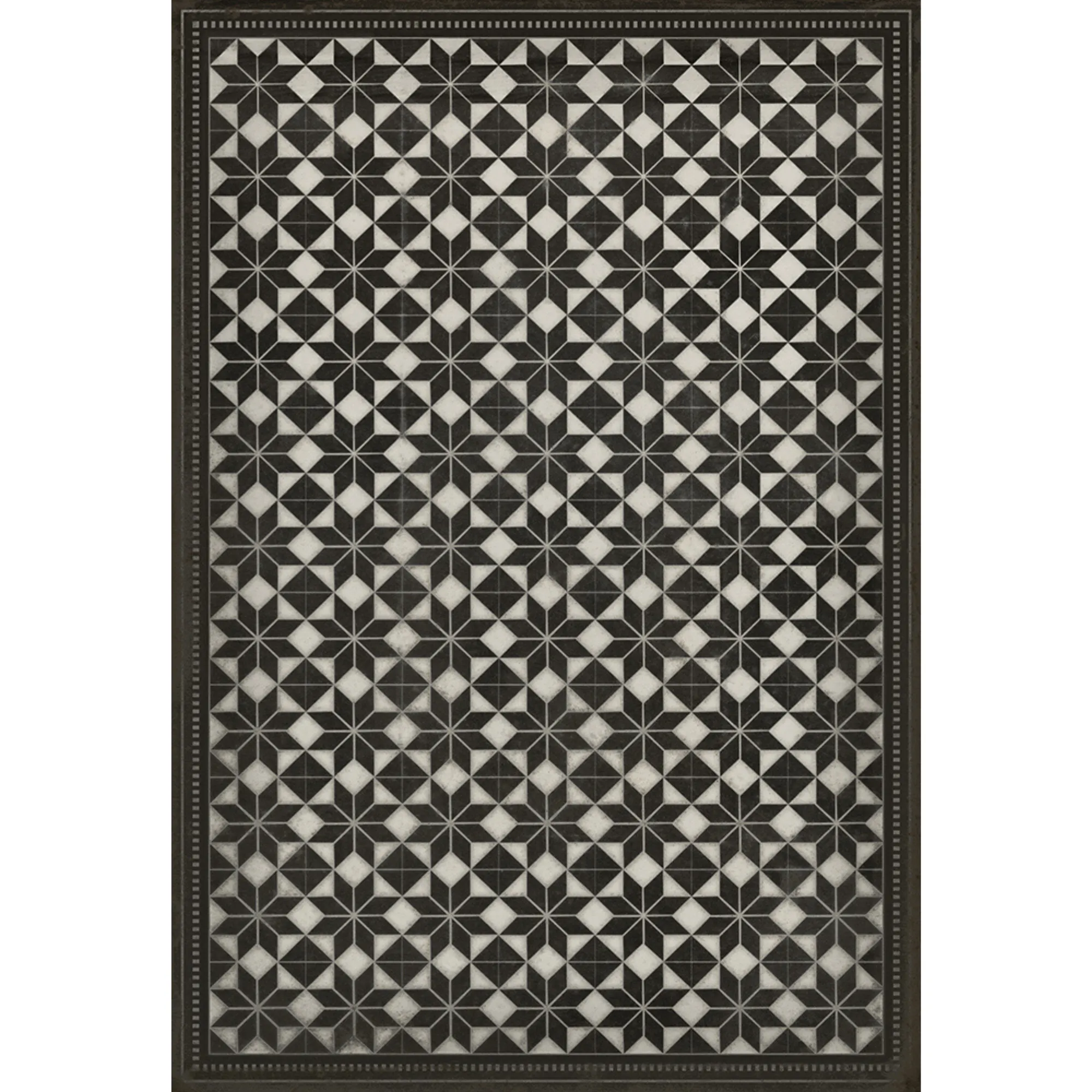 Pattern 20 "Stargazer" With Border Vinyl Floorcloth - Spicher & Co.