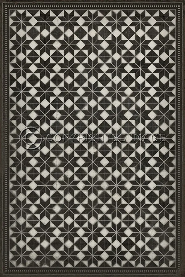 Pattern 20 "Stargazer" With Border Vinyl Floorcloth - Spicher & Co.