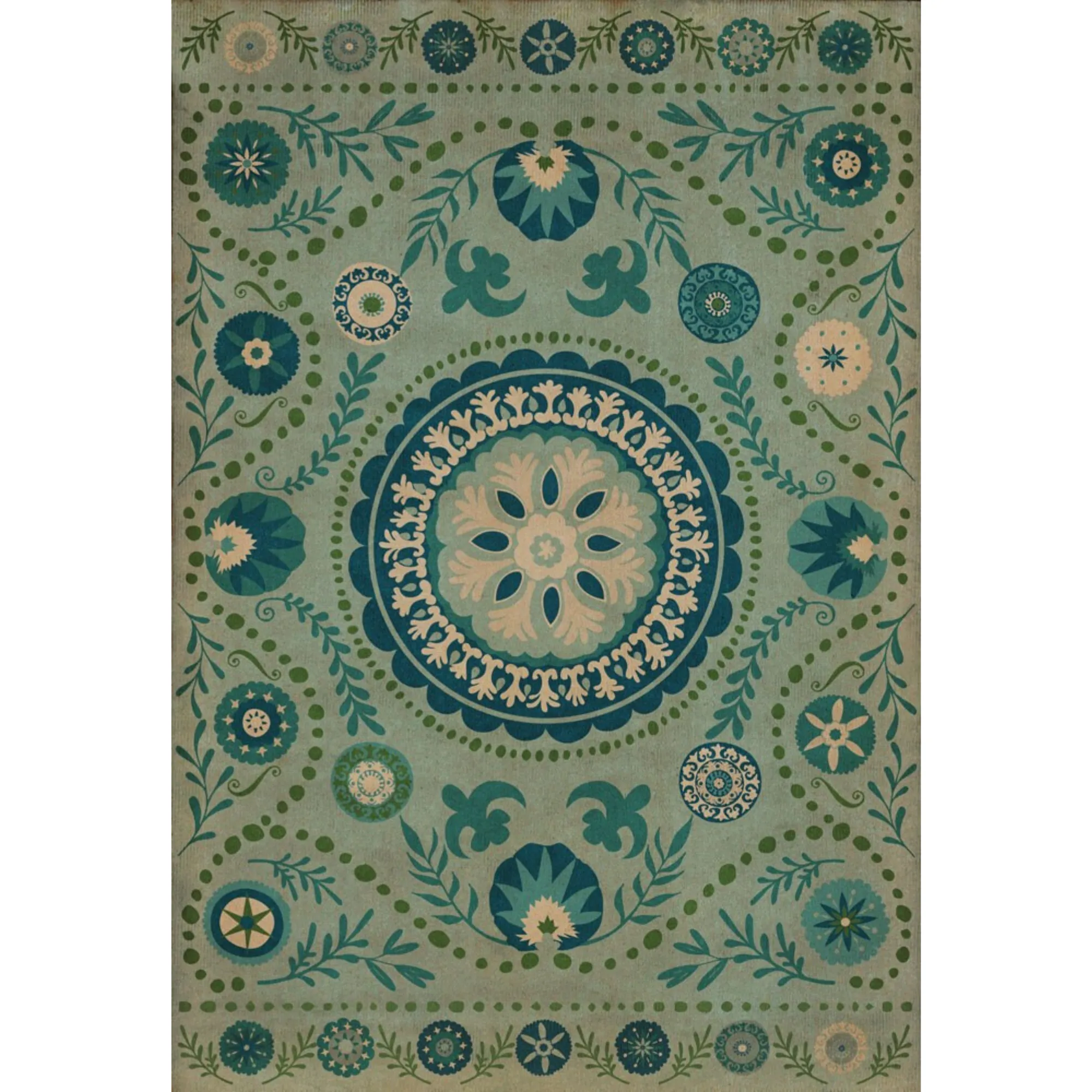 Pattern 38 "Boho Blue" Vinyl Floorcloth - Spicher & Co.