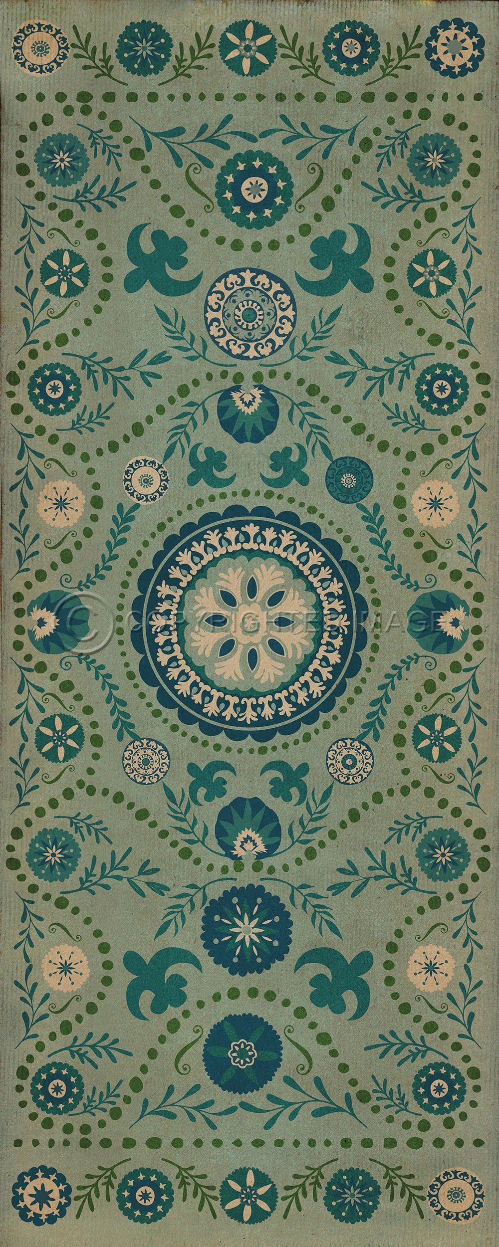 Pattern 38 "Boho Blue" Vinyl Floorcloth - Spicher & Co.
