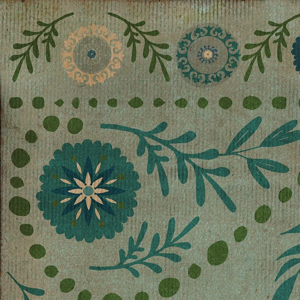 Pattern 38 "Boho Blue" Vinyl Floorcloth - Spicher & Co.