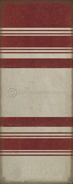 Pattern 50 "Organic Stripes Red and White" Vinyl Floorcloth - Spicher & Co.