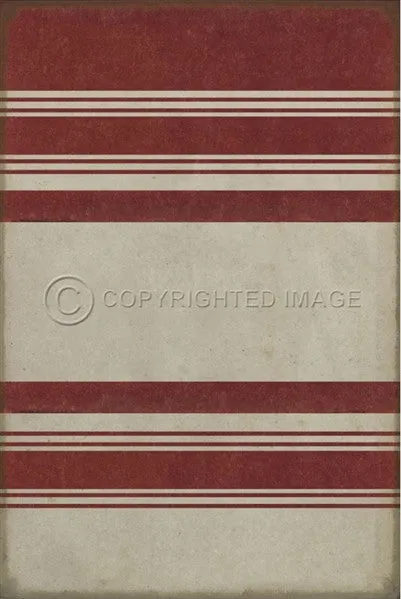 Pattern 50 "Organic Stripes Red and White" Vinyl Floorcloth - Spicher & Co.