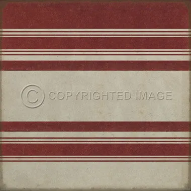 Pattern 50 "Organic Stripes Red and White" Vinyl Floorcloth - Spicher & Co.