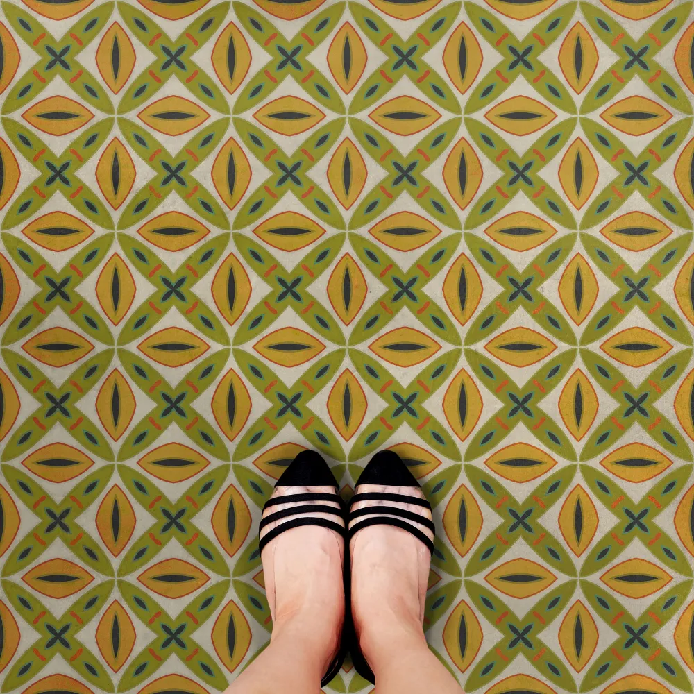 Pattern 82 "Tinker Bell" Vinyl Floorcloth - Spicher & Co.