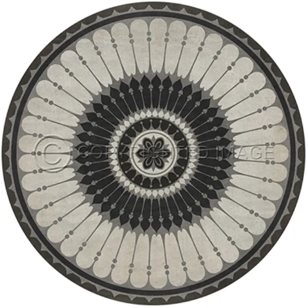 Pattern 83 "Pirouette" Round Vinyl Floorcloth - Spicher & Co.
