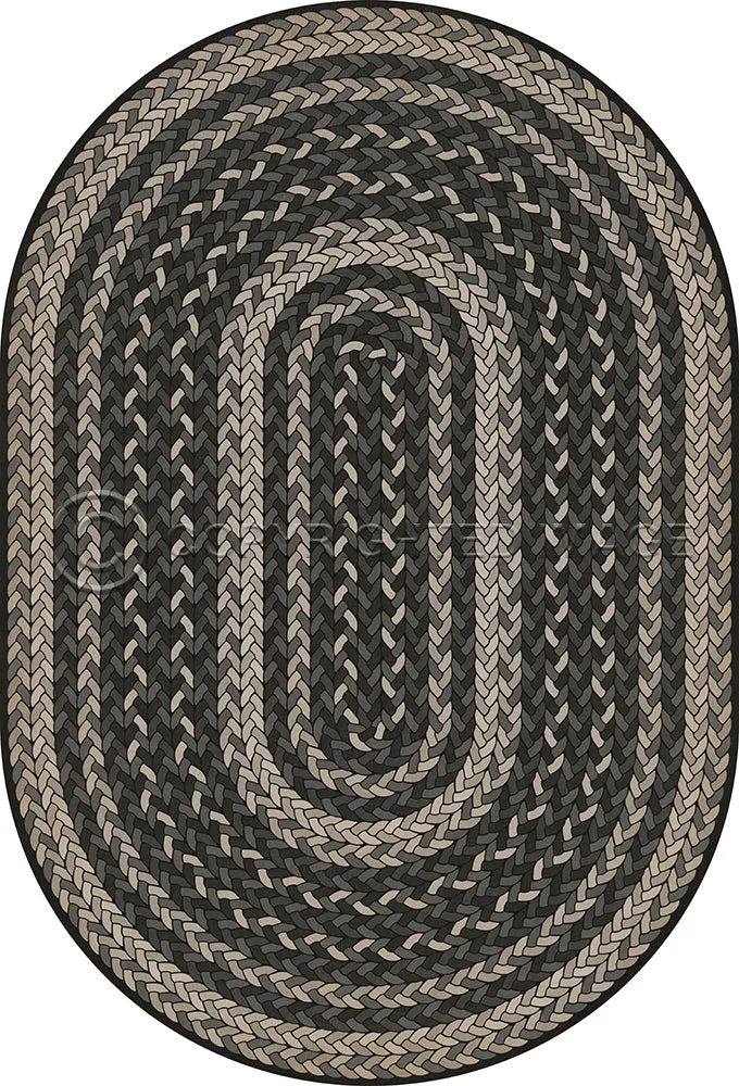 Pattern 85 "Such A Cozy Room" Braided Oval Vinyl Floorcloth - Spicher & Co.