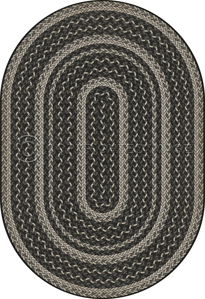 Pattern 85 "Such A Cozy Room" Braided Oval Vinyl Floorcloth - Spicher & Co.