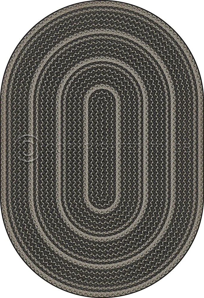 Pattern 85 "Such A Cozy Room" Braided Oval Vinyl Floorcloth - Spicher & Co.