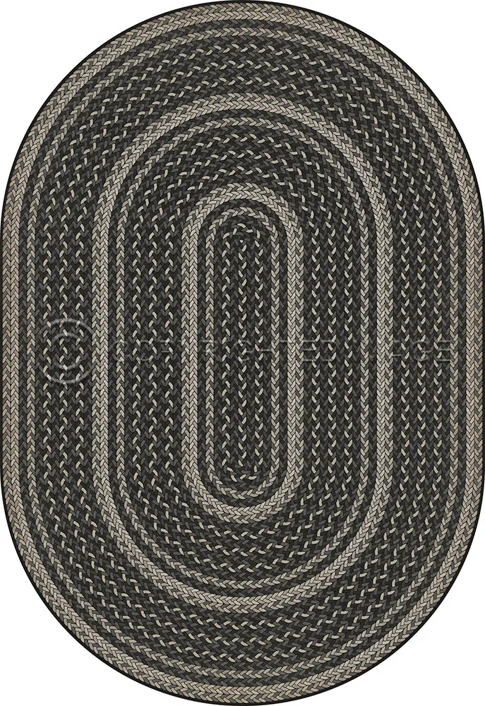 Pattern 85 "Such A Cozy Room" Braided Oval Vinyl Floorcloth - Spicher & Co.