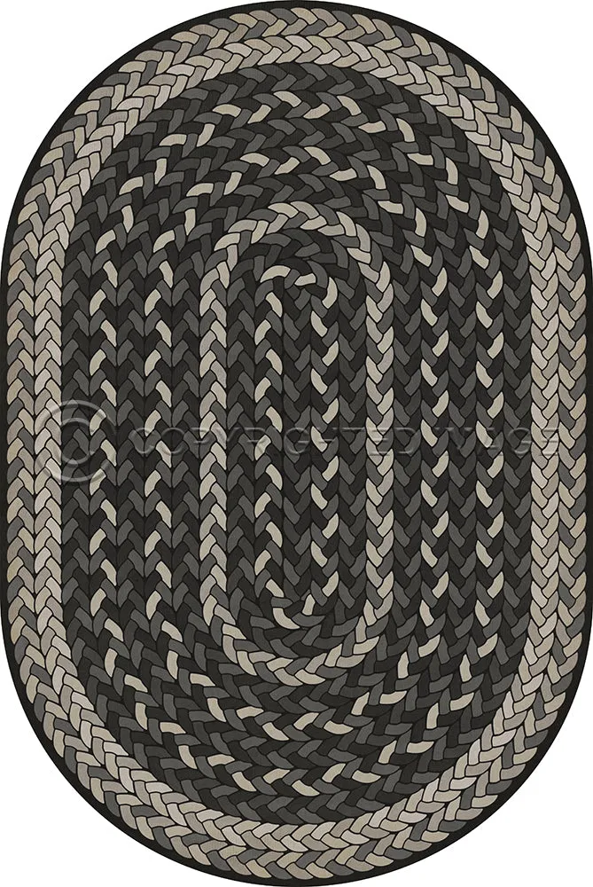 Pattern 85 "Such A Cozy Room" Braided Oval Vinyl Floorcloth - Spicher & Co.