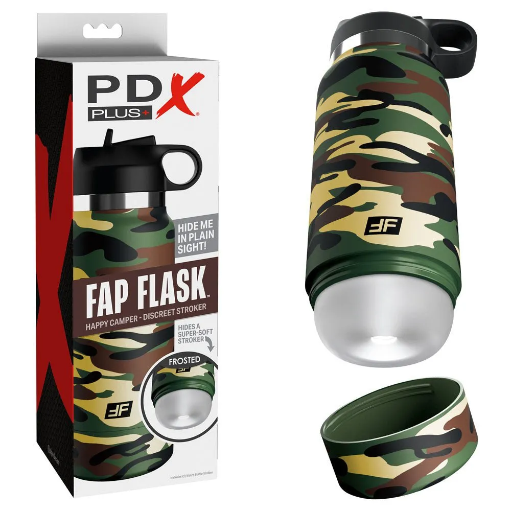 PDX Plus Fap Flask - Happy Camper - Frosted Vagina Stroker