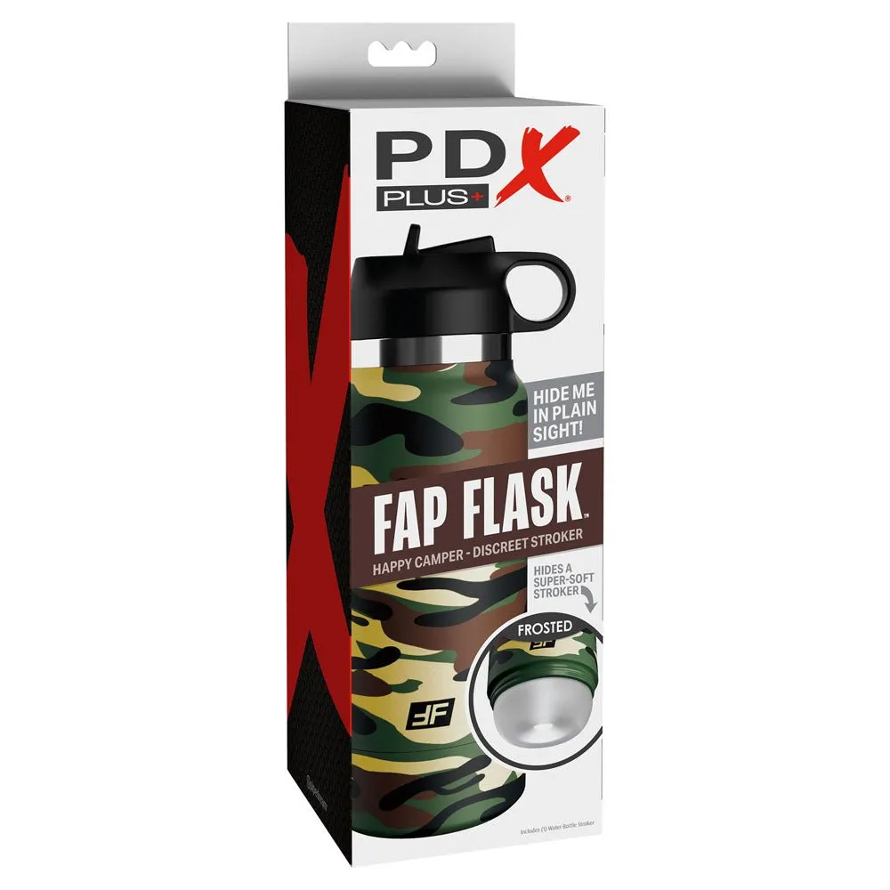 PDX Plus Fap Flask - Happy Camper - Frosted Vagina Stroker