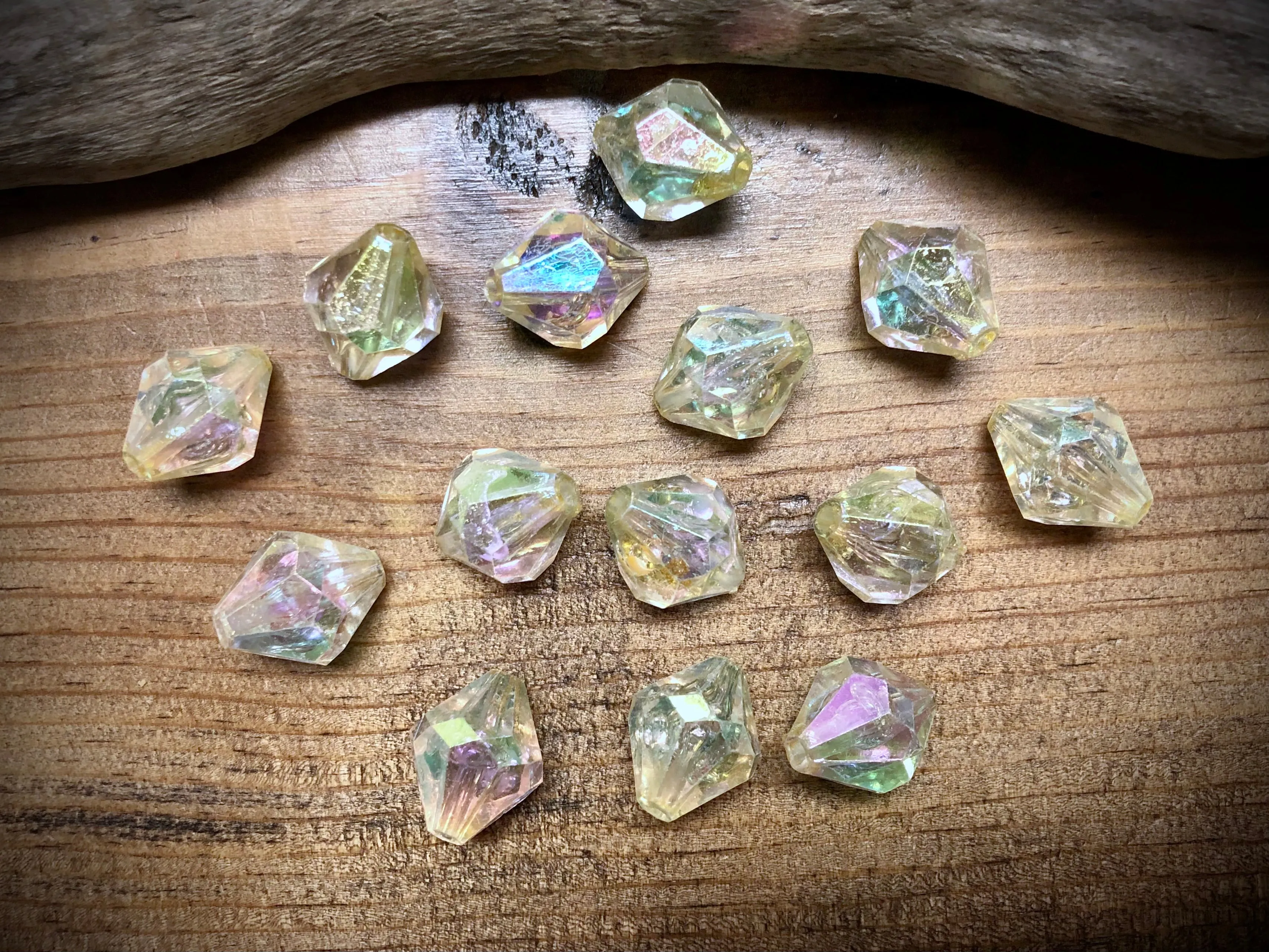 Plastic Crystal Aurora Borealis Bead Lot - 19mm x 14mm