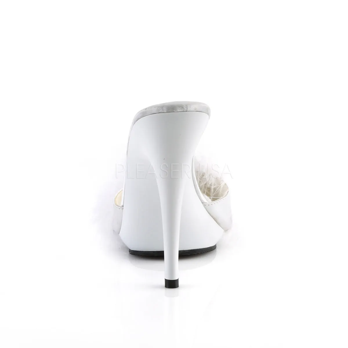 POISE-501F  White Satin-Marabou Fur/White