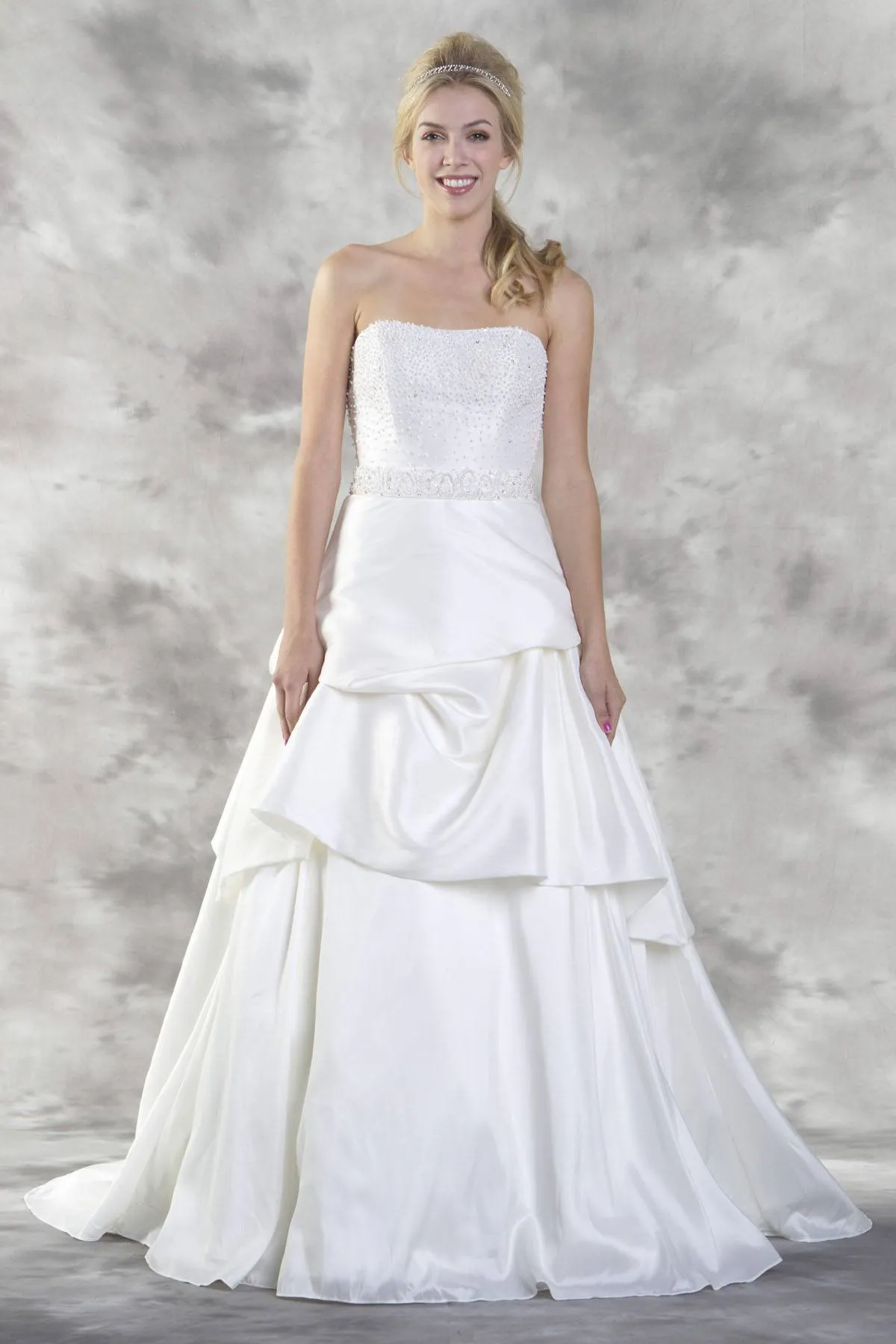 Poly USA ED1348 Pearl Embellished Bodice Strapless Wedding Gown