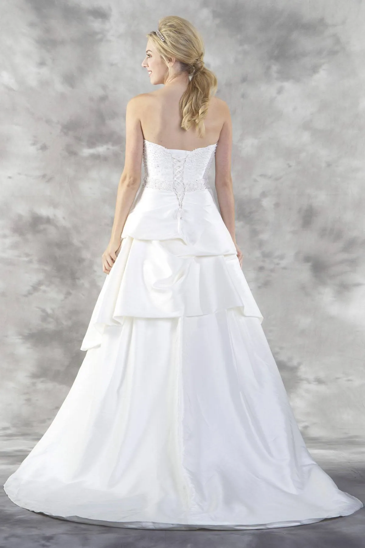 Poly USA ED1348 Pearl Embellished Bodice Strapless Wedding Gown