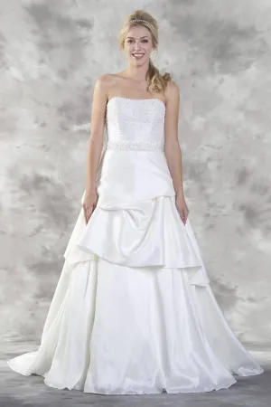 Poly USA ED1348 Pearl Embellished Bodice Strapless Wedding Gown