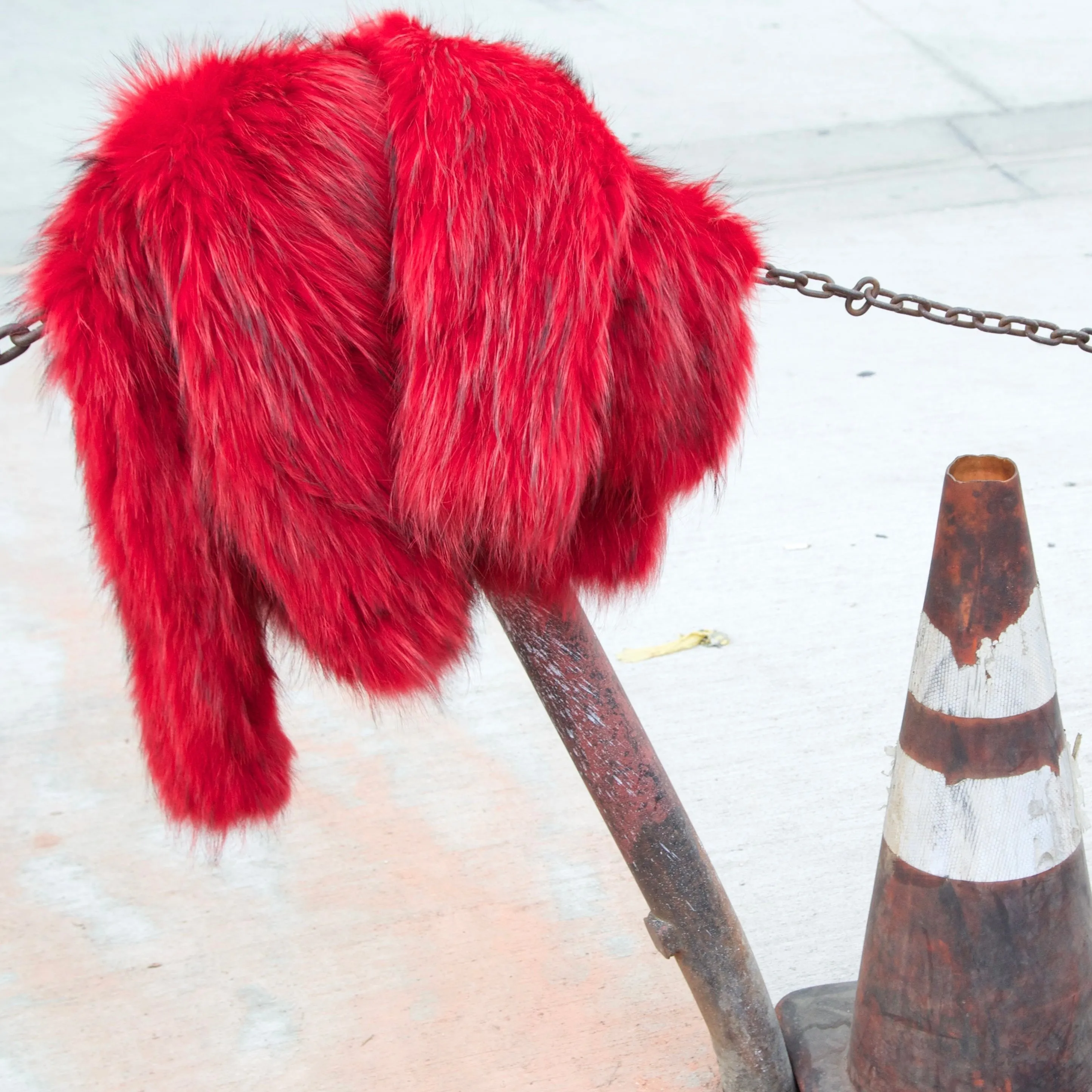 RED FAUX FUR COAT