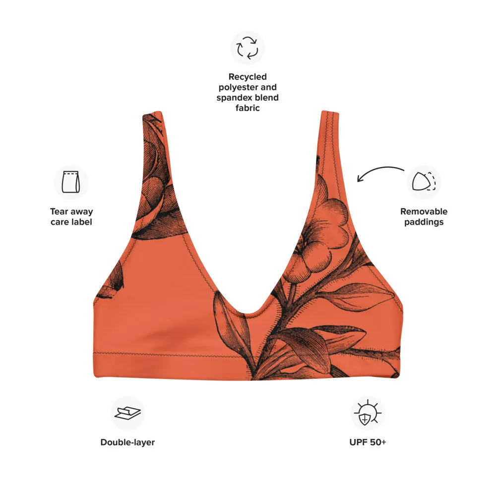 Red Floral Sophisticate Sports Bralette